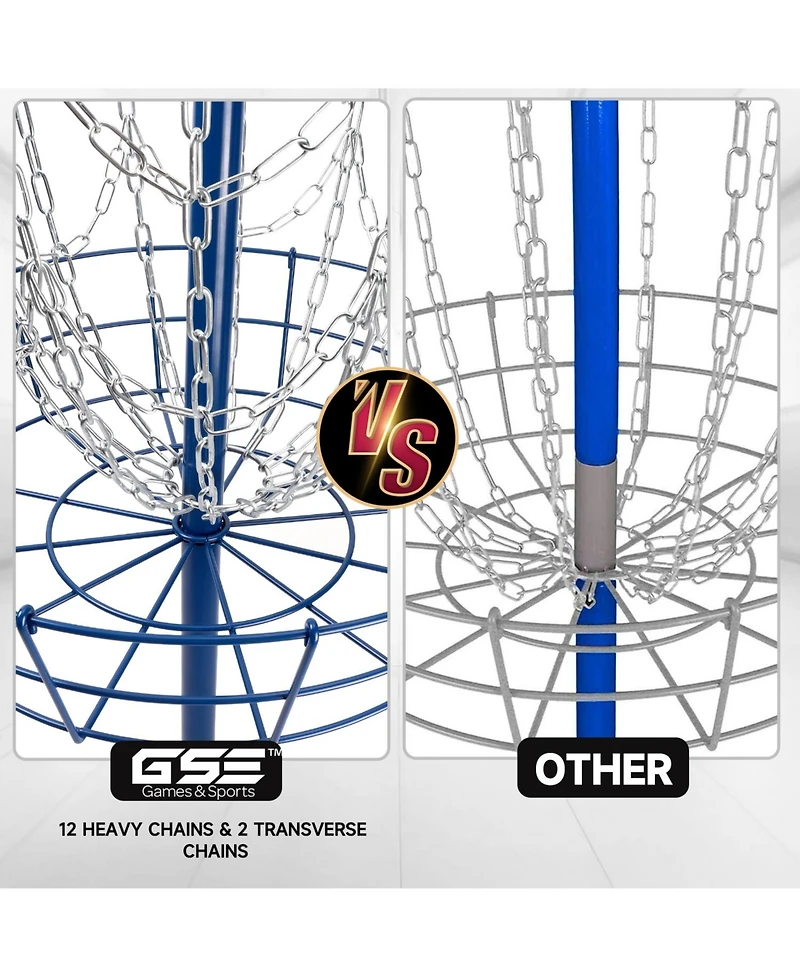Portable 12-Chain,Disc Golf Targets Basket, Metal Flying Disc Practice Basket(Black/Blue/Orange/Red)