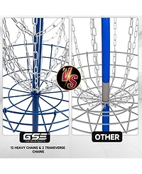 Portable 12-Chain,Disc Golf Targets Basket, Metal Flying Disc Practice Basket(Black/Blue/Orange/Red)