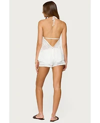 Edikted Women's Arlie Floral Texured Sheer Halter Top
