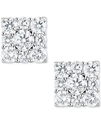 Forever Grown Diamonds Lab Grown Diamond Square Cluster Stud Earrings (1 ct. t.w.) in Sterling Silver