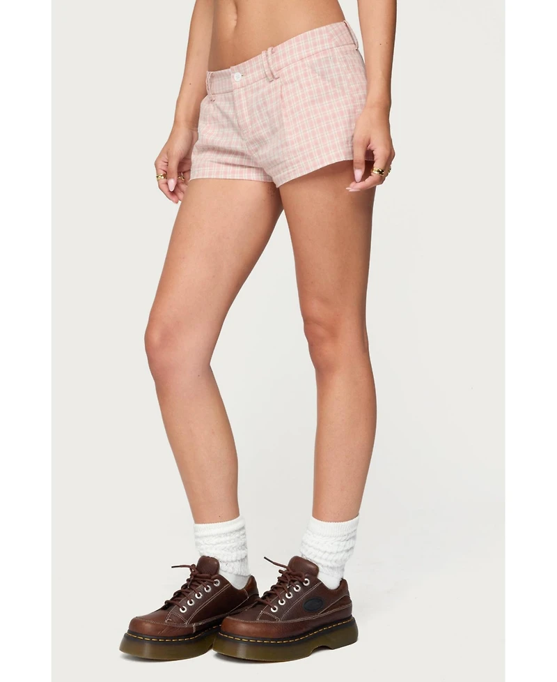Edikted Women's Monty Plaid Micro Shorts