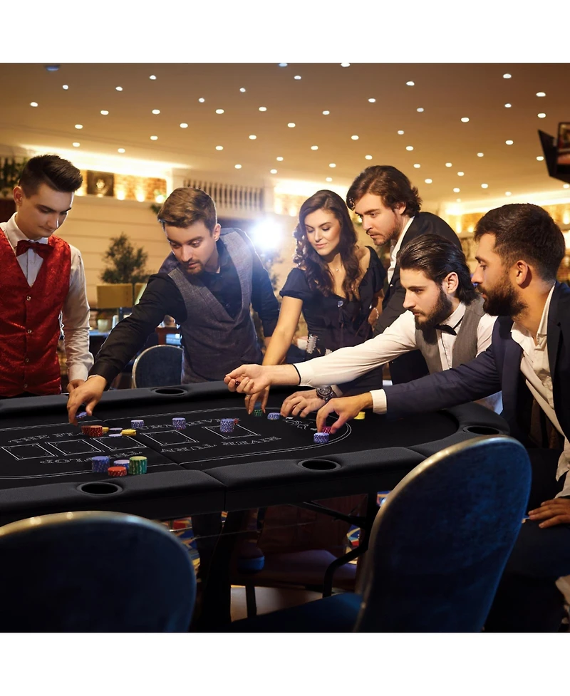 Foldable Poker Table for 8 Players Portable Oval Card Board Game