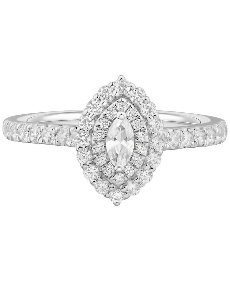 Diamond Marquise Double Halo Engagement Ring (5/8 ct. t.w.) in 14k White Gold