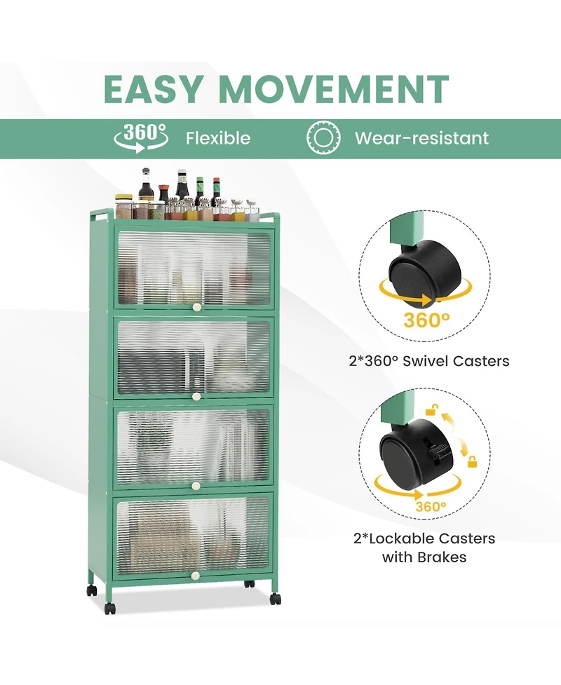 5-Tier Kitchen Baker's Rack with Flip-Up Pc Doors and Ample Storage Shelves