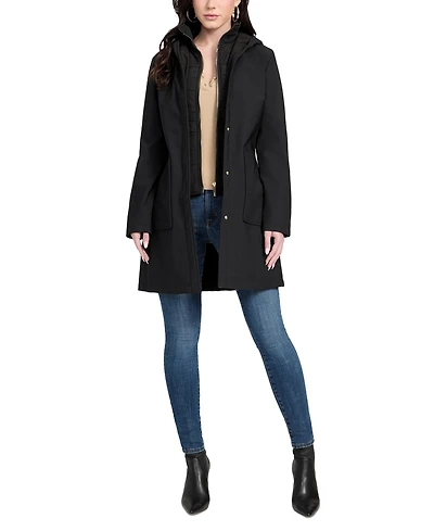 Guess Women's Hooded Bibbed Softshell Coat