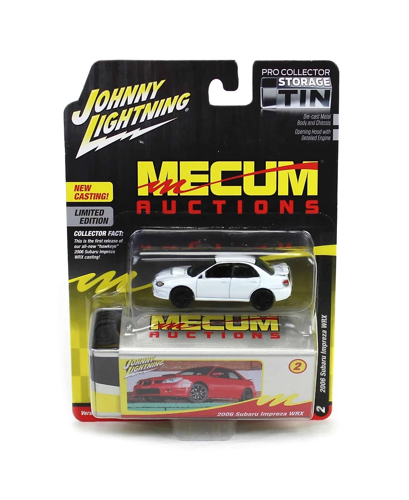 1/64 2006 Subaru Impreza Wrx White Mecum Johnny Lightning Storage Tin