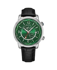 Alexander 7A04 All Swiss Made Gmt Watch with Green Sunray Earth Dial