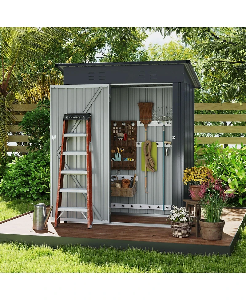 Slickblue Outdoor Storage Shed with Sloped Roof and Lockable Door