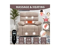 Lift Recliner Chair Heat Massage Dual Motor Infinite Position Up to 350 Lbs Large Electric Power Recliners with Power-Remote, Medium-firm and Hea