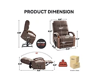 Power Chenille Lift Recliner Chair Dual Motor Infinite Position Up to 350 Lbs with Solid Wood Armrests, Heat Massage and Heavy Duty Motion Mechanism