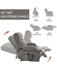Dual Motor Infinite Position Up to 350 Lbs Chenille Power Lift Recliner Chair with 8-Point Vibration Massage and Lumbar Heating Cup Holders