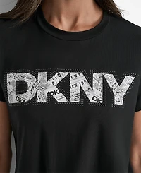 Dkny Women's Newspaper Logo Crewneck T-Shirt