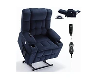 Dual Motor Infinite Position Up to 350 Lbs Chenille Power Lift Recliner Chair, Heavy Duty Motion Mechanism with 8-Point Vibration Massage and Lumbar H