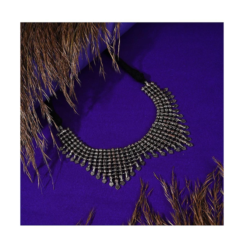 Sohi Women's Silver Metallic Wave Necklace