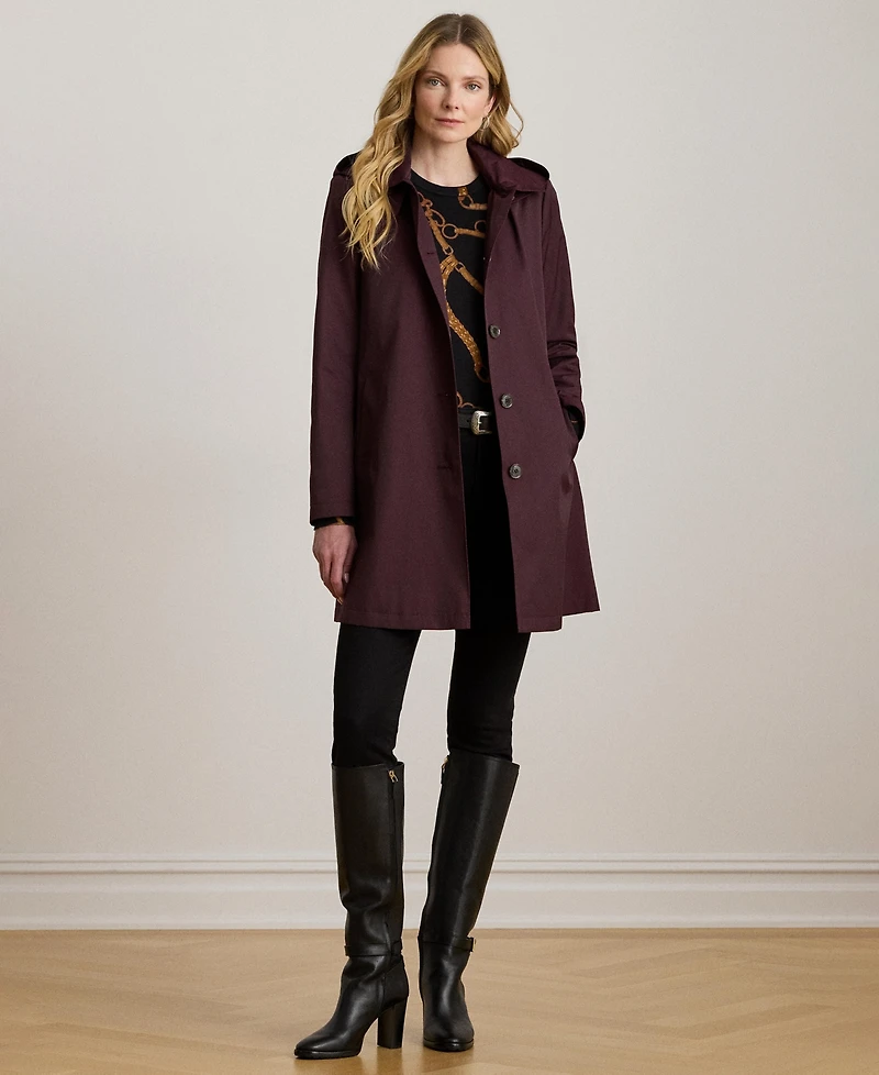 Lauren Ralph Womens Hooded A-Line Raincoat