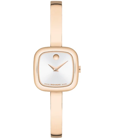 Movado Women's Museum Cushion Swiss Quartz Rose Pvd Bangle Watch, 21.50mm