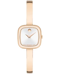 Movado Women's Museum Cushion Swiss Quartz Rose Pvd Bangle Watch, 21.50mm