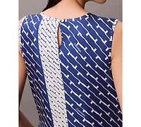 Calvin Klein Printed Color-Block Sleeveless Dress