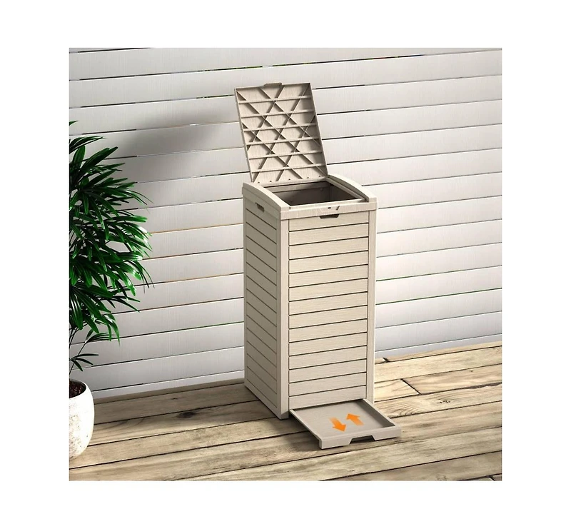 Mondawe 31 Gallon Large Outdoor Trash Can with Lid and Liquid Drawer