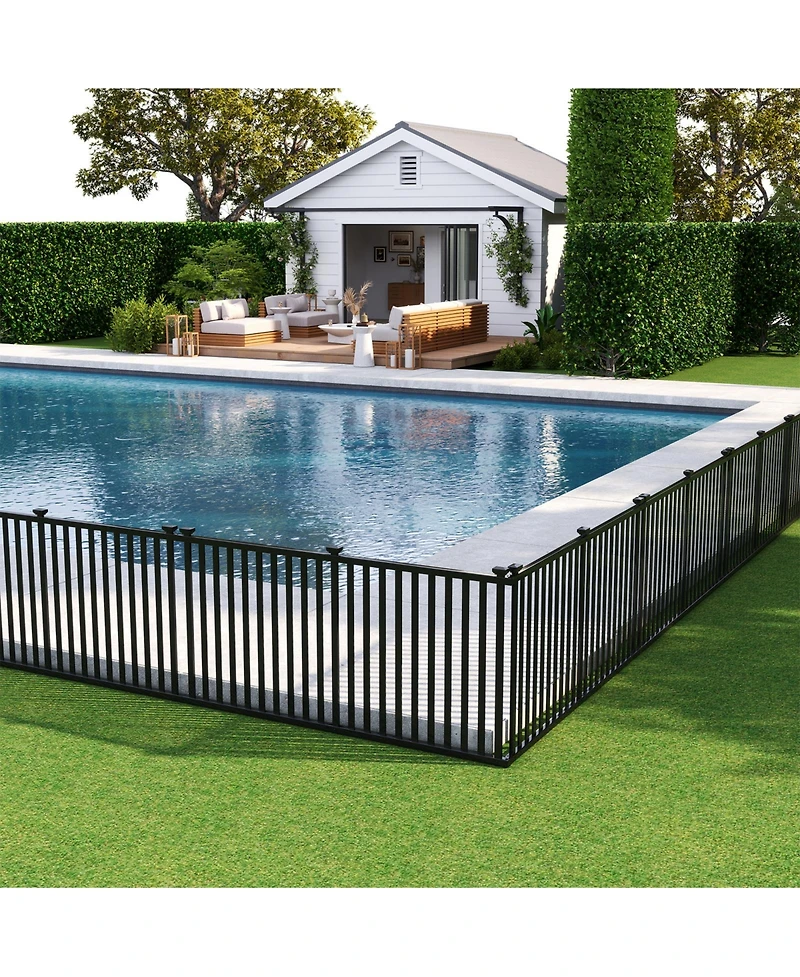 2 Piece Vinyl Picket Fence Set for Garden and Yard Decoration