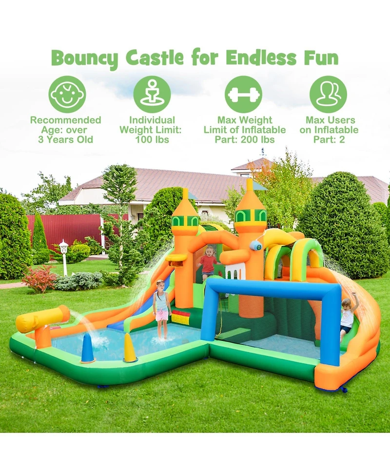 Kids Inflatable Water Slide with Soccer Gate and 750W Blower