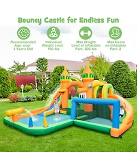 Kids Inflatable Water Slide with Soccer Gate and 750W Blower