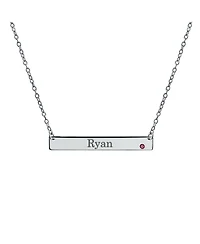 Bling Jewelry Horizontal Sideway Inspirational Flat Bar Name Plated Pendant Necklace .925 Sterling Silver Crystal Accent