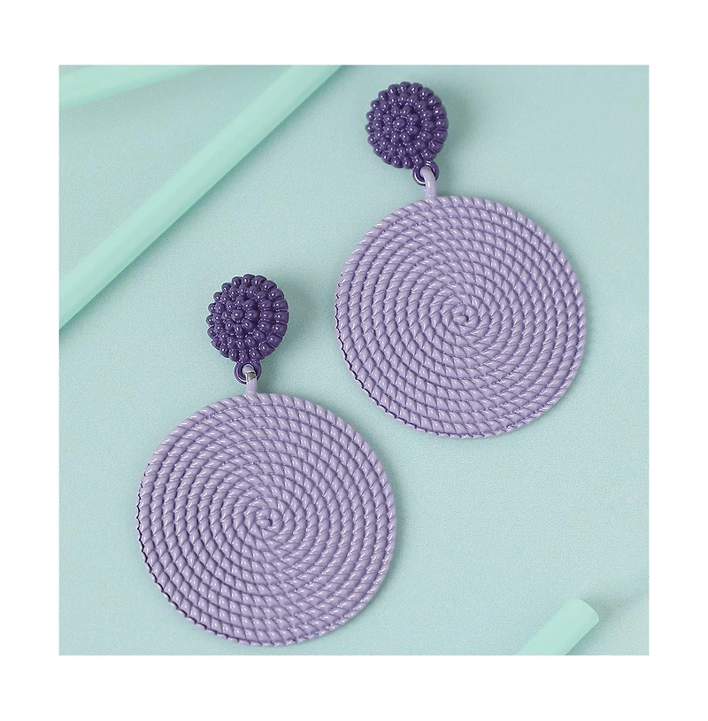 Sohi Women's Purple Circular Rope Drop Earrings
