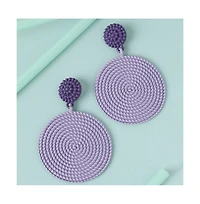 Sohi Women's Purple Circular Rope Drop Earrings