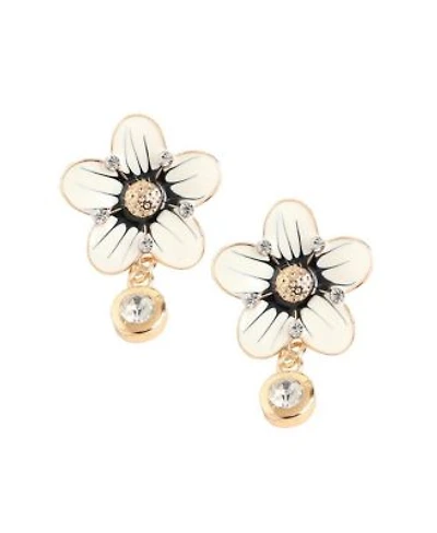 Sohi Womens Silver Flower Drop Earrings