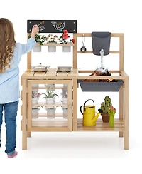 Mud Kitchen Playset with Sink and Plants Observation Room