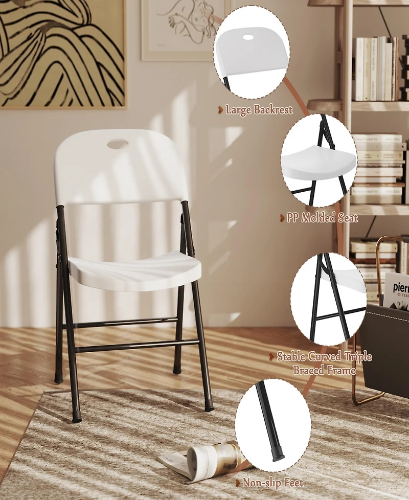 Sugift Portable Folding Chair Set with Durable Steel Frame 4 Pack