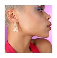 Sohi Women's White Geometric Drop Earrings