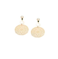 Sohi Women's White Celestrial Filigree Drop Earrings