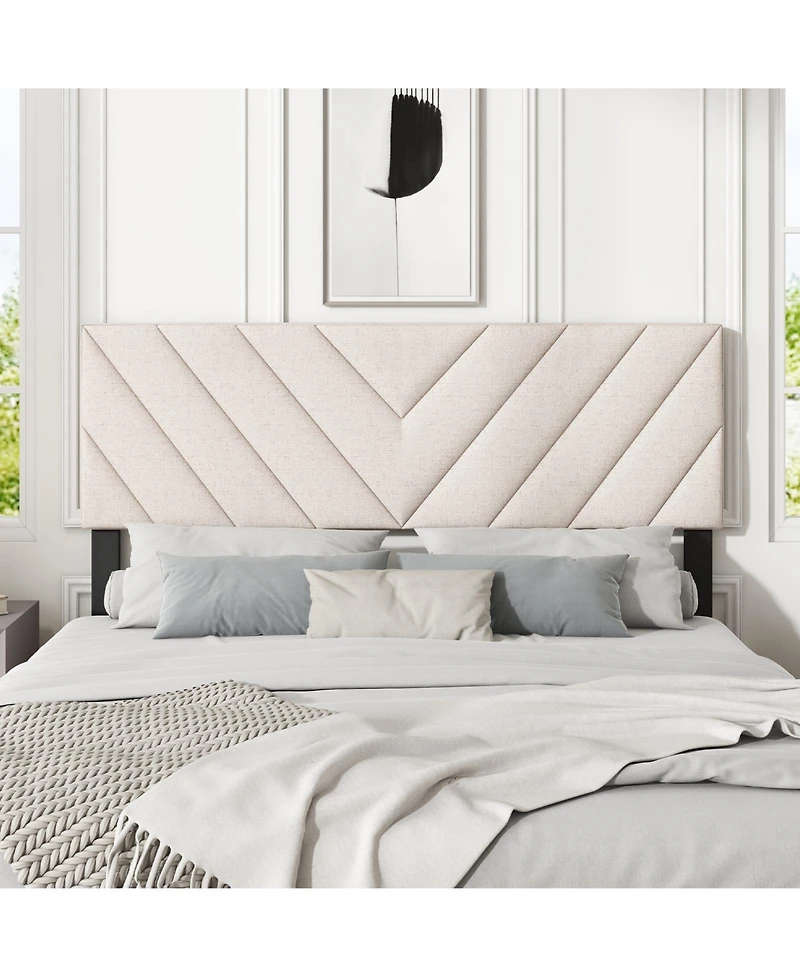 Linen Upholstered Headboard for Bed Frames with Tufted Design