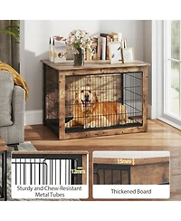 Dog Crate Furniture with Cushion and Double Doors for Small/Medium Dogs