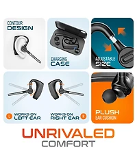 Delton Wireless Headset, Bluetooth Earpiece with Noise Canceling Microphone, Battery Display Charging Case Usb Dongle for Pc/Laptop/Mac/Phones, Compat