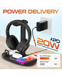 Delton M101 Wireless Computer Headset with Wireless Charger & Desktop Holder