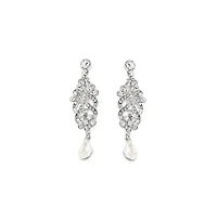 Sohi Women's Silver Embellished Drop Earrings