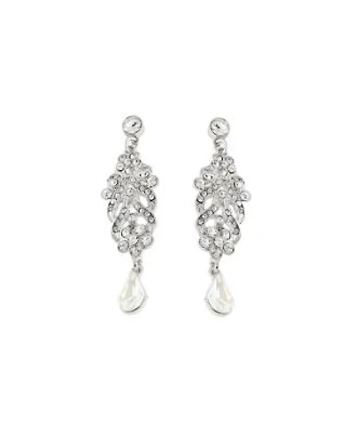 Sohi Womens Silver Embellished Drop Earrings