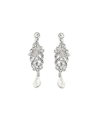 Sohi Womens Silver Embellished Drop Earrings