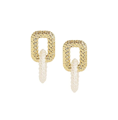 Sohi Women's White Link Drop Earrings