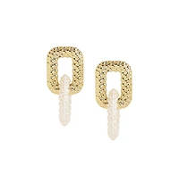 Sohi Women's White Link Drop Earrings