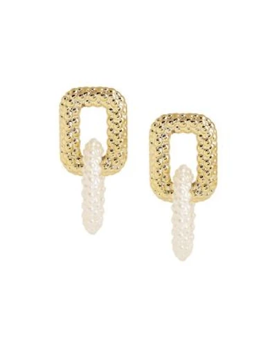 Sohi Womens White Link Drop Earrings