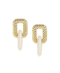 Sohi Womens White Link Drop Earrings