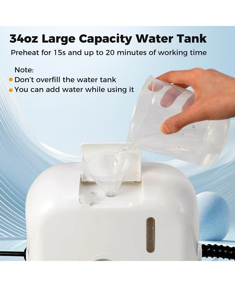 Ecooso 1500W Portable Steam Cleaner with 34 oz Water Tank