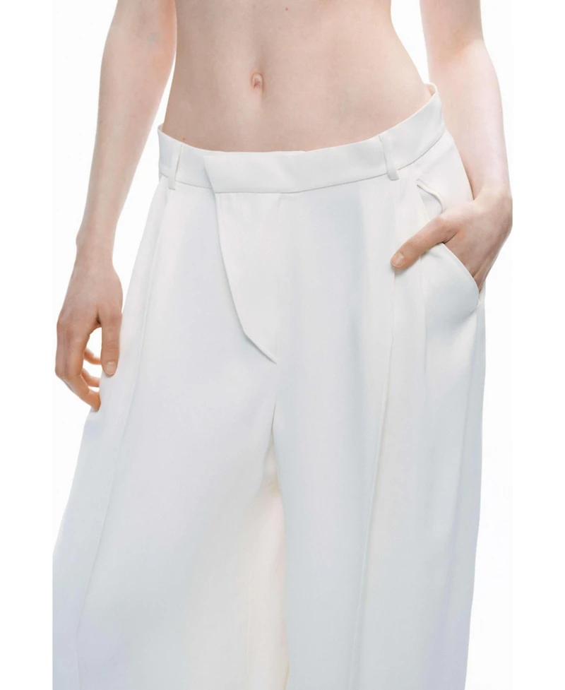 Nocturne Women's Low-Rise Asymmetric Placket Detail Pants