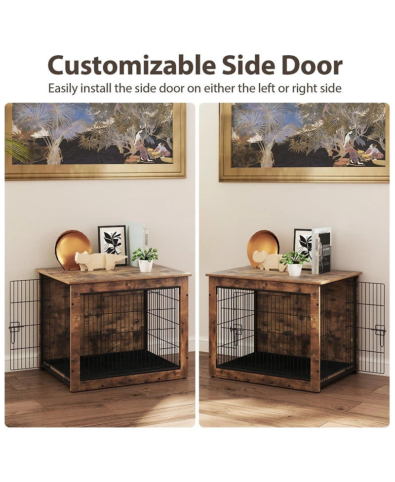 Ecooso Dog Crate Furniture with Cushion and Double Doors for Small/Medium Dogs