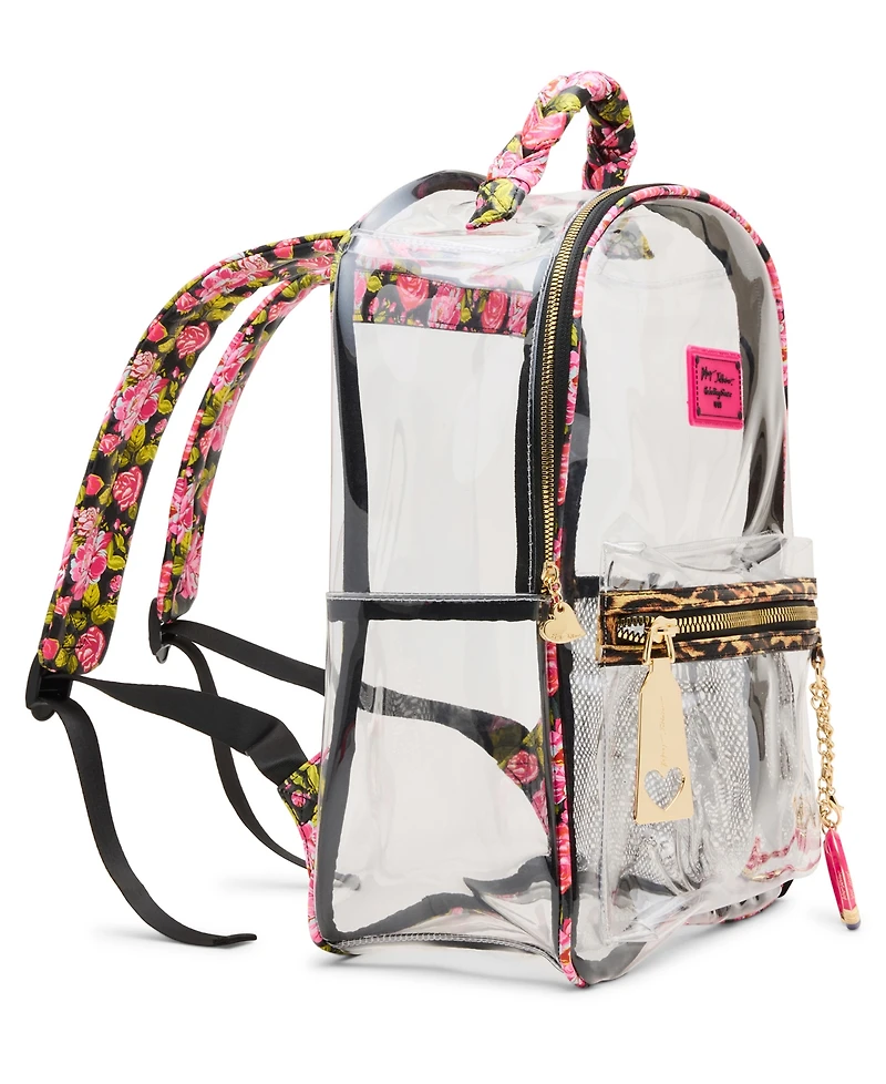 Betsey Johnson Wild Child Clear Large Backpack with Pouch