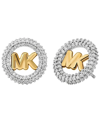 Michael Kors Small Pave Logo Stud Earrings